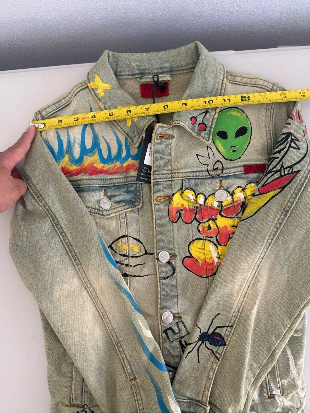 Haus of JR Kids Hand-Painted Graphic Denim Jacket - Size 10 NWT